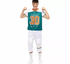 Costume da giocatore di rugby verde e bianco da uomo