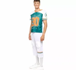 Costume da giocatore di rugby verde e bianco da uomo