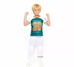 Costume da giocatore di rugby verde e bianco per bambini