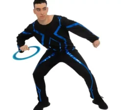Costume da giocatore di videogiochi nero e blu per uomo