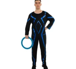 Costume da giocatore di videogiochi nero e blu per uomo