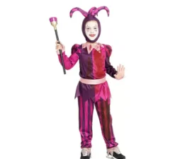 Costume da giullare assassino viola con cappello per bambino