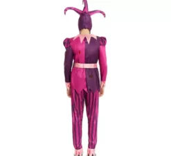 Costume da giullare assassino viola con cappello per uomo