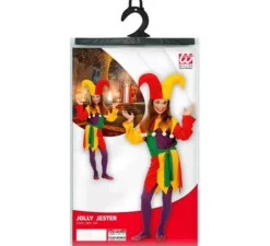 Costume da giullare rosso e giallo per bambini e ragazzi