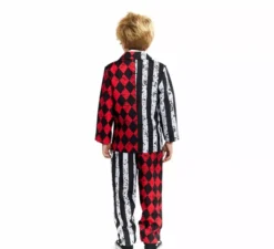 Costume da Giullare Sinistro a Righe e Rombi per Bambini