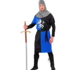 Costume da guerriero medievale blu da uomo