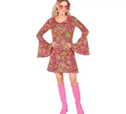 Costume da hippie alla moda con motivi cachemire anni '60 per donna
