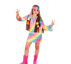 Costume da hippie arcobaleno per ragazze e adolescenti