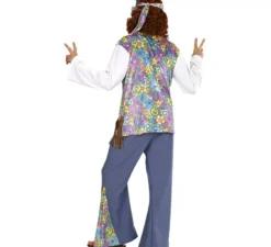 Costume da hippie bianco con gilet per uomo
