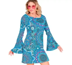 Costume da hippie blu mandala anni '60 per donna