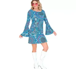 Costume da hippie blu mandala anni '60 per donna