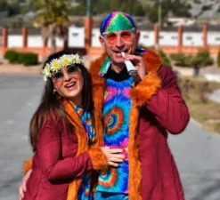 Costume da Hippie bordeaux per uomo