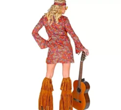 Costume da hippie con copristivali e frange per donna