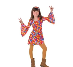 Costume da Hippie degli anni 70 con fiori per bambina