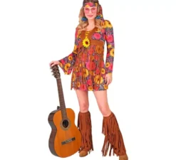 Costume da hippie floreale con frange per donna