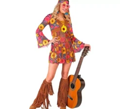 Costume da hippie floreale con frange per donna