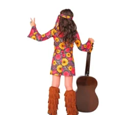 Costume da hippie floreale con frange per ragazze e ragazzi