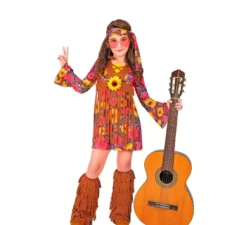 Costume da hippie floreale con frange per ragazze e ragazzi