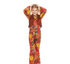 Costume da hippie floreale con gilet per ragazza