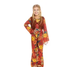 Costume da hippie floreale con gilet per ragazza