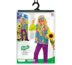 Costume da hippie floreale verde per bambino e adolescente