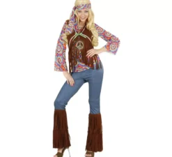 Costume da hippie psichedelico con gilet per donna