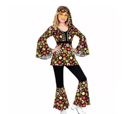 Costume da hippie scuro degli anni '60 per donna