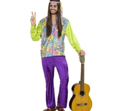 Costume da hippie viola in velluto da uomo