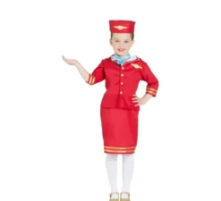 Costume da hostess di volo rosso per bambina