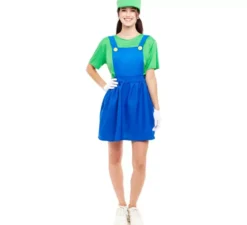 Costume da idraulico verde per videogiochi da donna