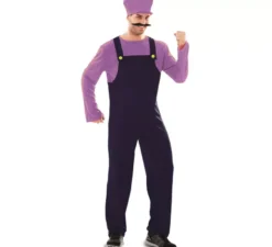 Costume da idraulico viola per uomo