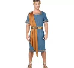 Costume da imperatore romano blu per uomo