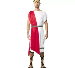 Costume da Imperatore Romano con Scialle Rosso per Uomo