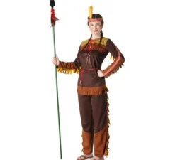 Costume da indiana Arapahoe marrone con frange per donna