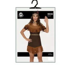 Costume da indiana marrone con frange per donna