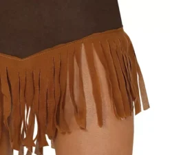 Costume da indiana marrone con frange per donna