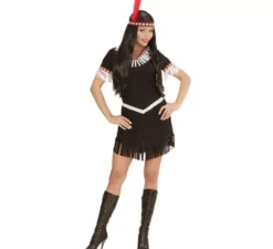 Costume da indiana nera con frange per donna