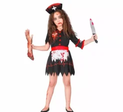 Costume da infermiera zombie nera per bambine