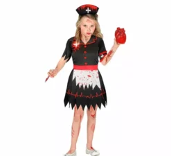 Costume da infermiera zombie nera per bambine
