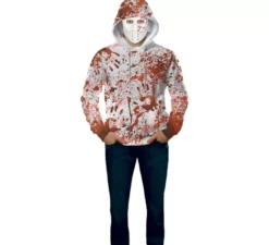 Costume da killer sanguinario con cappuccio e maschera per adulti