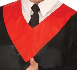 Costume da laureato nero e rosso per adulto