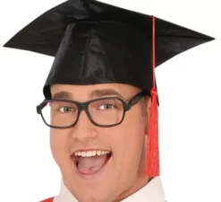 Costume da laureato nero e rosso per adulto