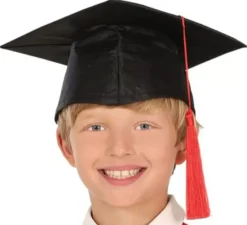 Costume da laureato rosso e nero per bambini e ragazzi