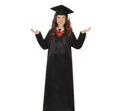 Costume da laureato rosso e nero per bambini e ragazzi