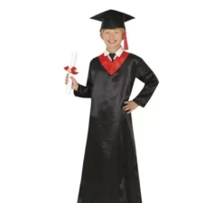 Costume da laureato rosso e nero per bambini e ragazzi