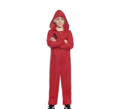 Costume da lavoratore rosso o tuta con chiusura frontale per bambini