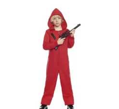 Costume da lavoratore rosso o tuta con chiusura frontale per bambini