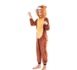Costume da leone marrone con cappuccio per bambino