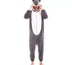 Costume da lupo grigio con cappuccio per uomo