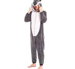 Costume da lupo grigio con cappuccio per uomo